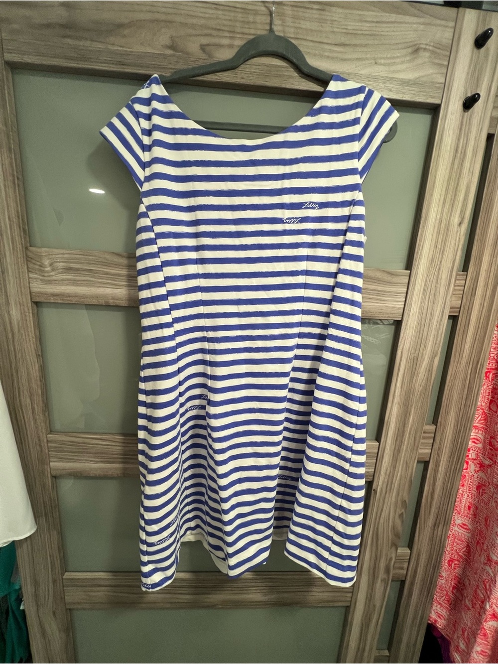 Lilly Pulitzer Blue and White Striped Casual Dress